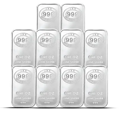 1 oz JBR Silver Bar (Lot of 10)